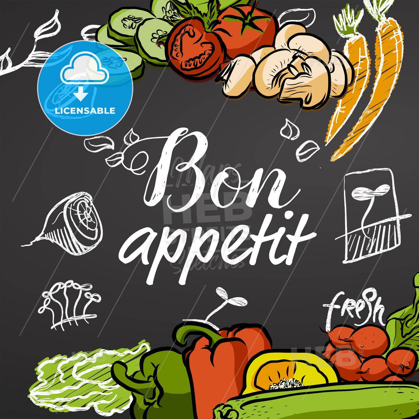 Bon appetit Chalkboard Banner – instant download