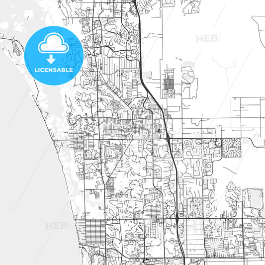 Bonita Springs, Florida - Area Map - Light