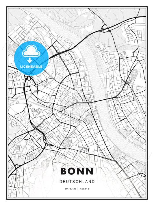 Bonn, Germany, Modern Print Template in Various Formats - HEBSTREITS Sketches