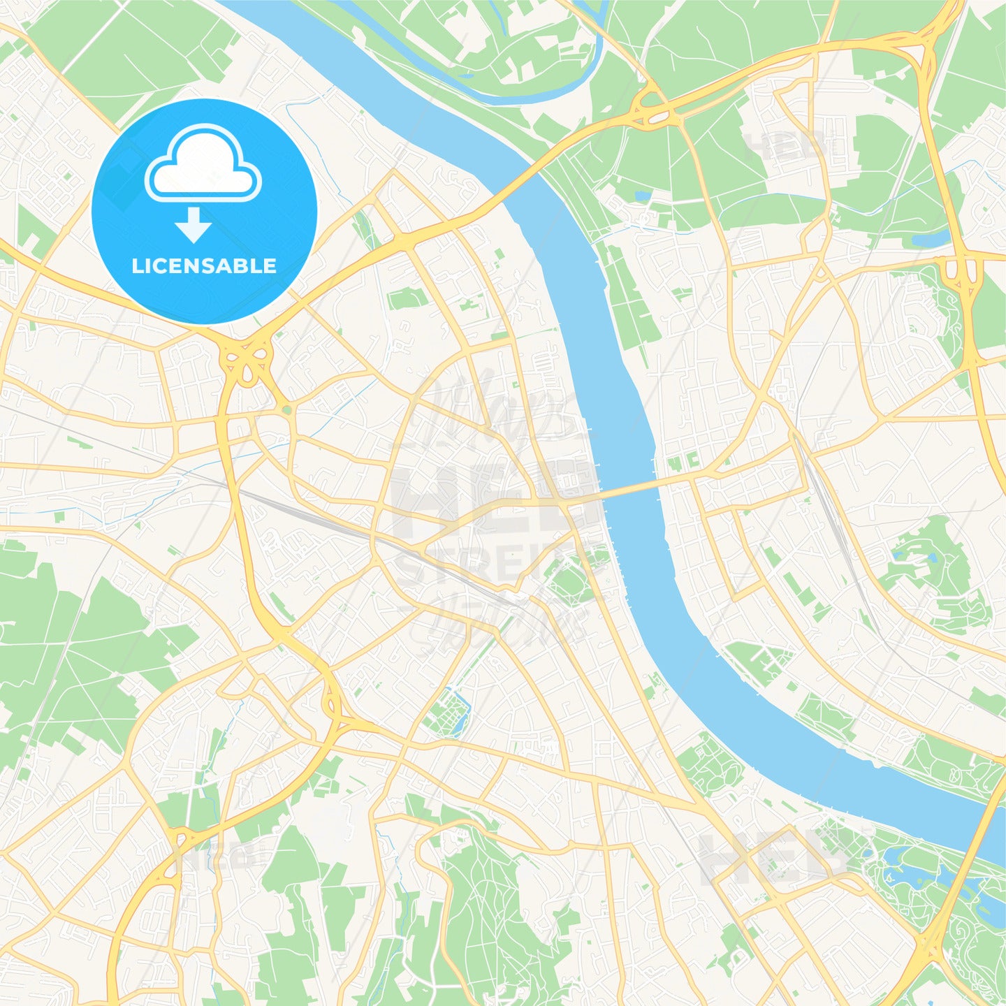 Bonn, Germany Vector Map - Classic Colors