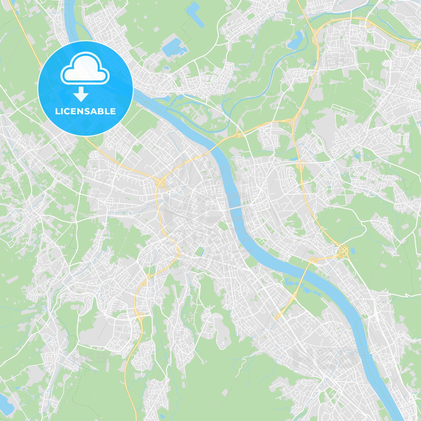 Bonn, Germany printable street map