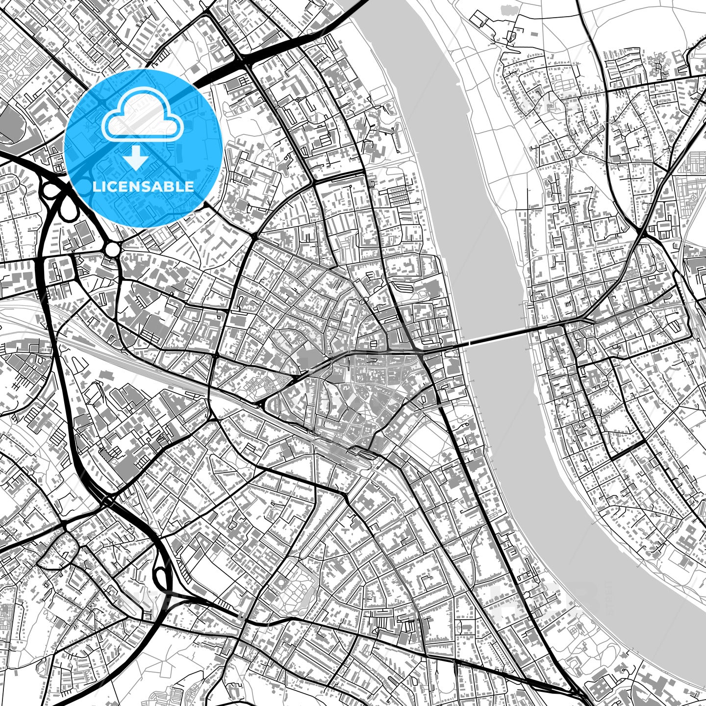 Bonn, Germany, vector map with buildings