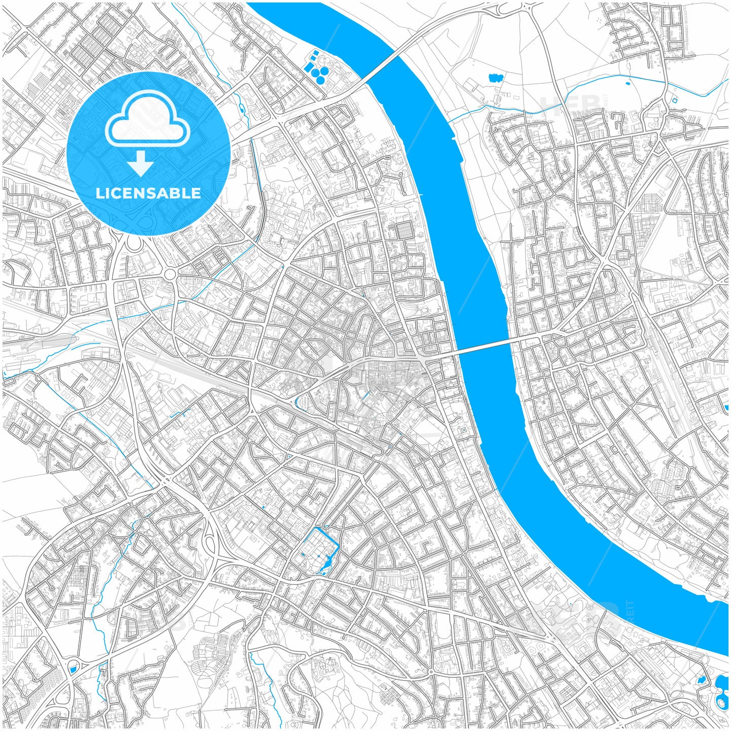 Bonn, North Rhine-Westphalia, Germany, city map with high quality roads.