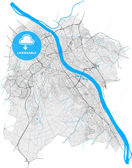 Bonn, North Rhine-Westphalia, Germany, high quality vector map