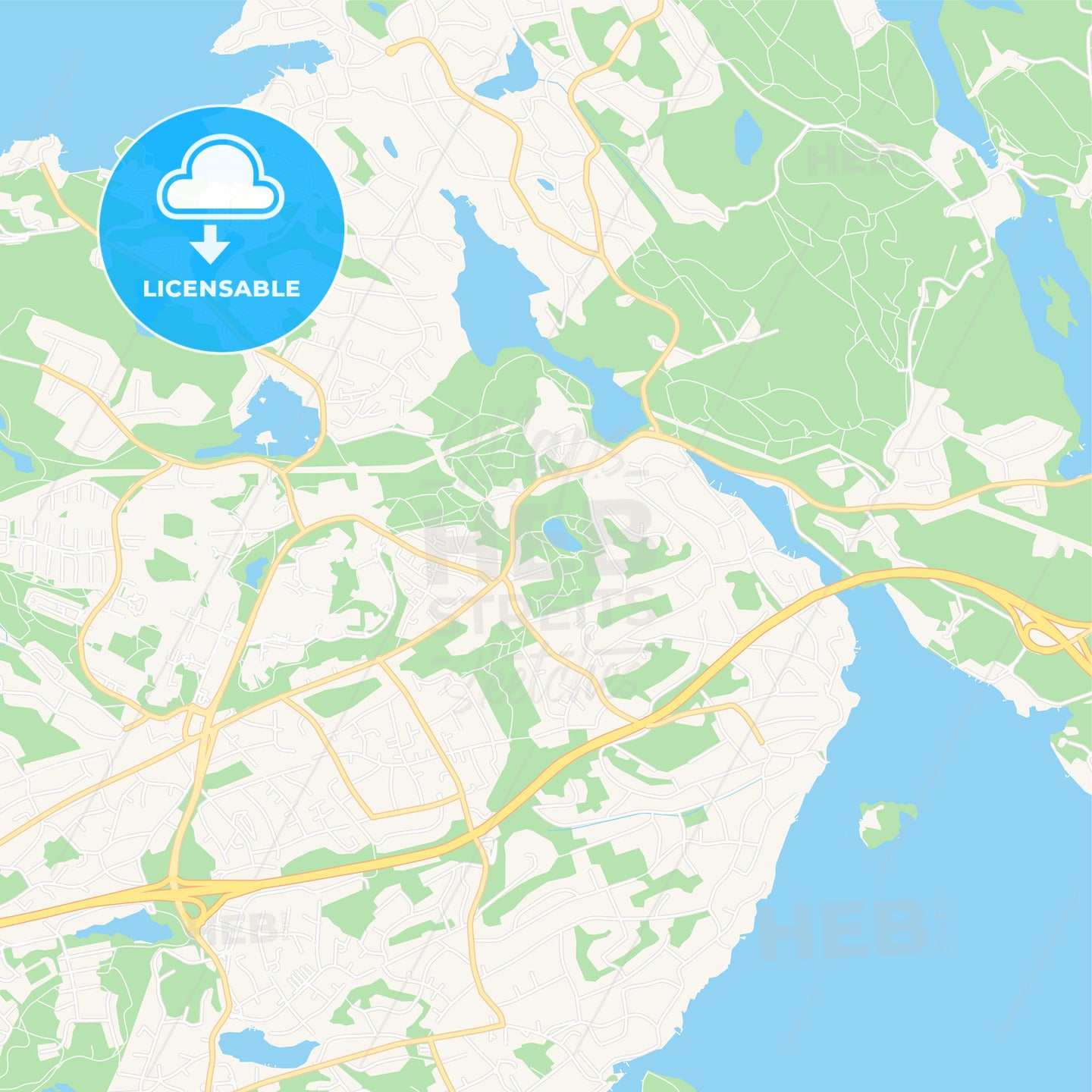 Boo, Sweden Vector Map - Classic Colors