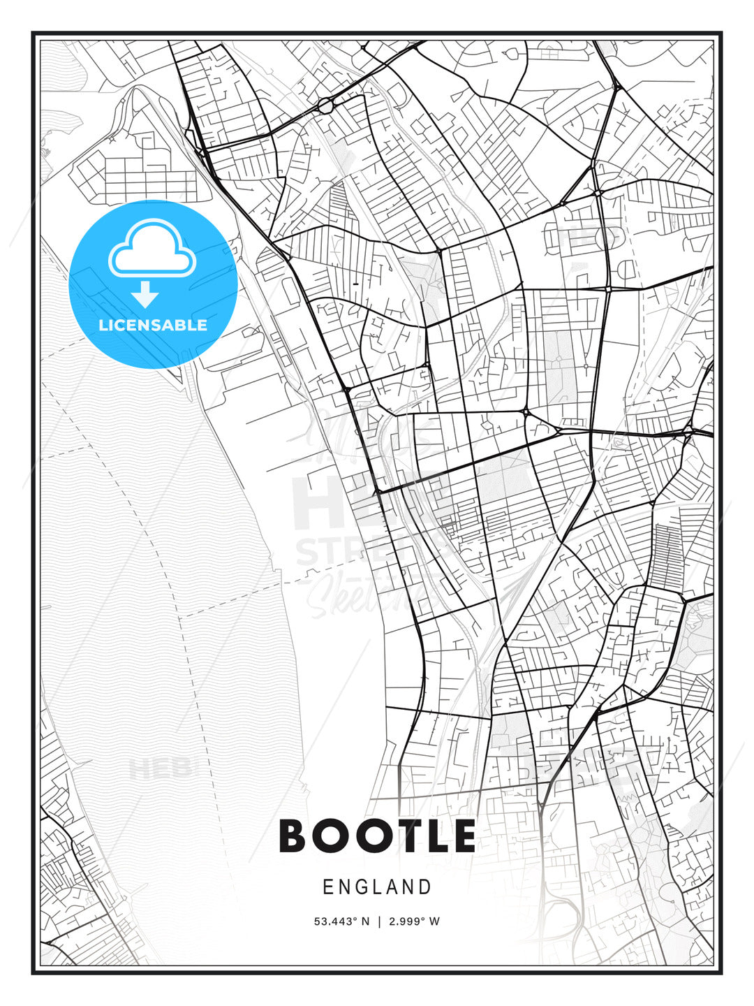 Bootle, England, Modern Print Template in Various Formats - HEBSTREITS Sketches