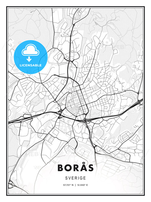 Borås, Sweden, Modern Print Template in Various Formats - HEBSTREITS Sketches
