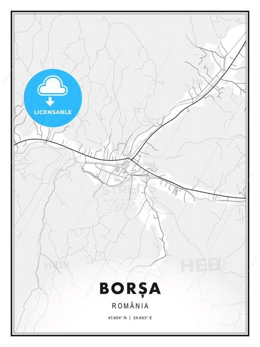 Borșa, Romania, Modern Print Template in Various Formats - HEBSTREITS Sketches