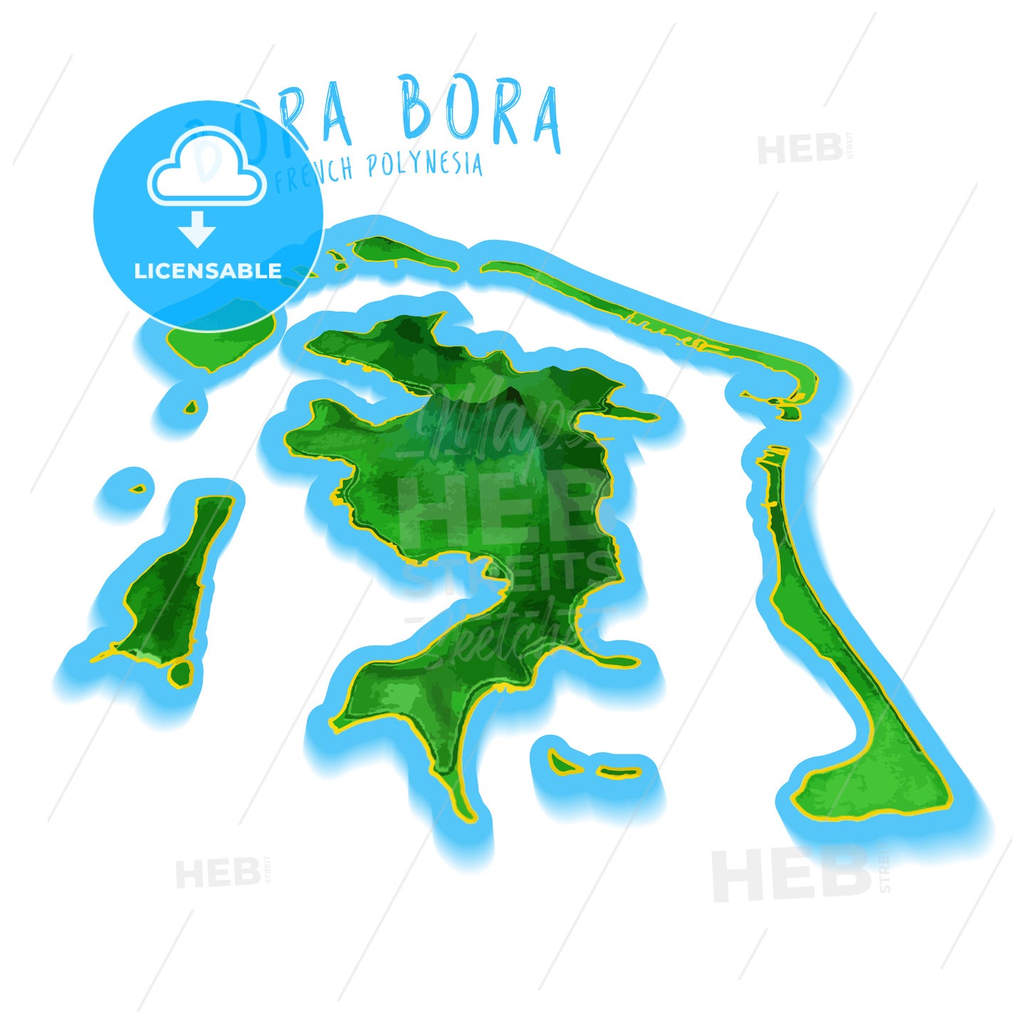 Bora Bora Map with nice background