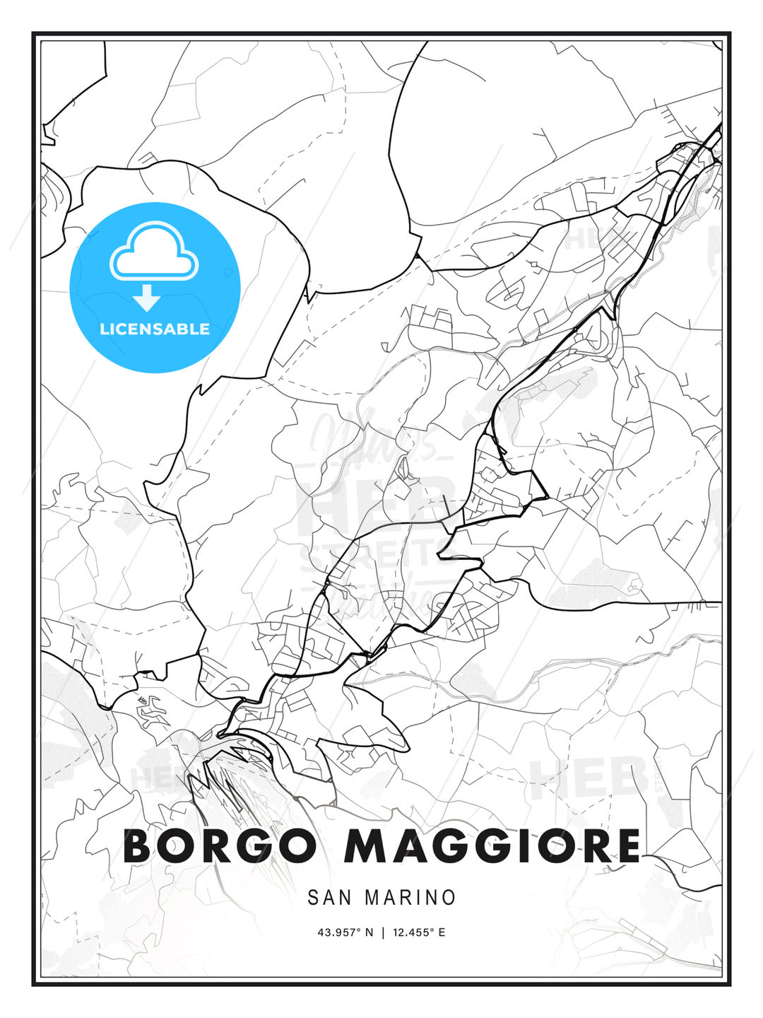 Borgo Maggiore, San Marino, Modern Print Template in Various Formats - HEBSTREITS Sketches