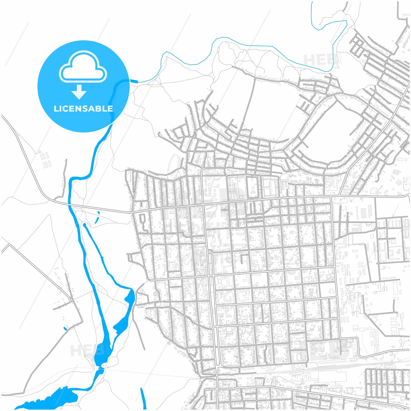 Borisoglebsk, Voronezh Oblast, Russia, city map with high quality roads.