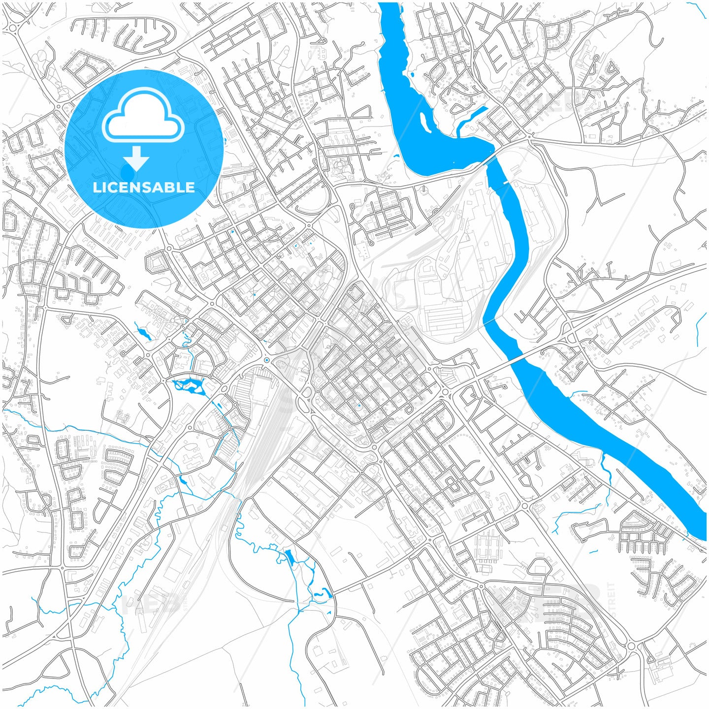 Borlänge, Sweden, city map with high quality roads.