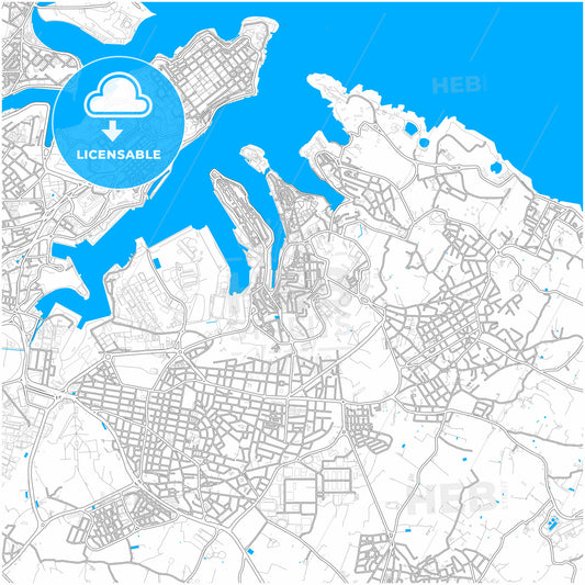 Bormla, South Eastern Region, Malta, city map with high quality roads.