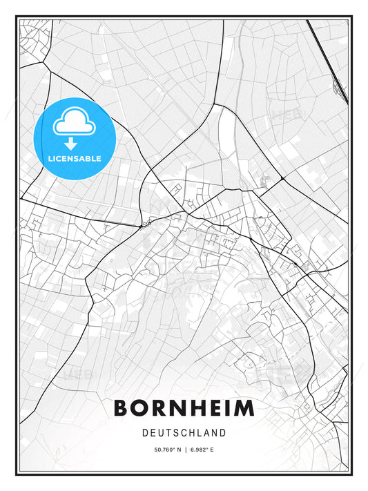 Bornheim, Germany, Modern Print Template in Various Formats - HEBSTREITS Sketches