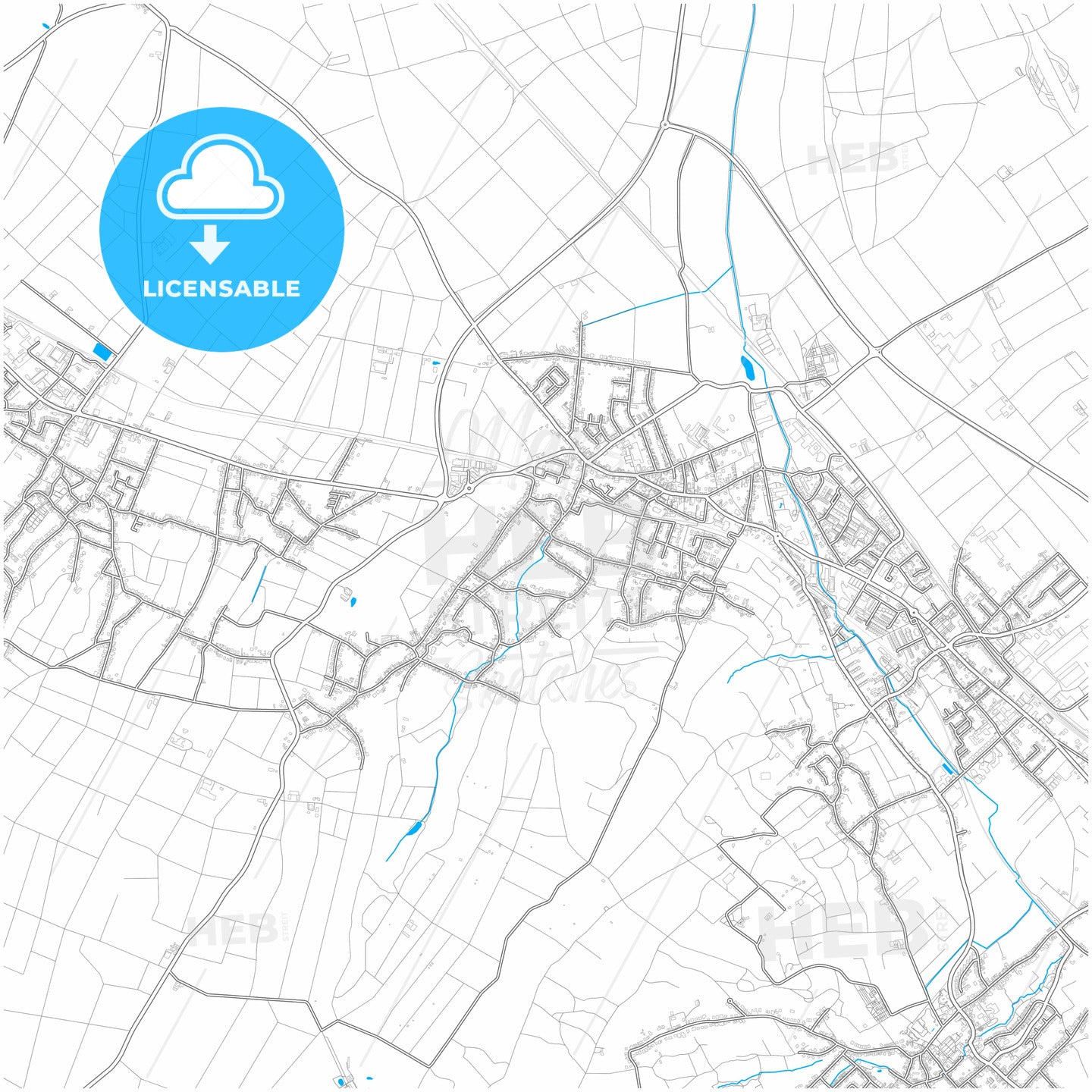 Bornheim, North Rhine-Westphalia, Germany, city map with high quality roads.