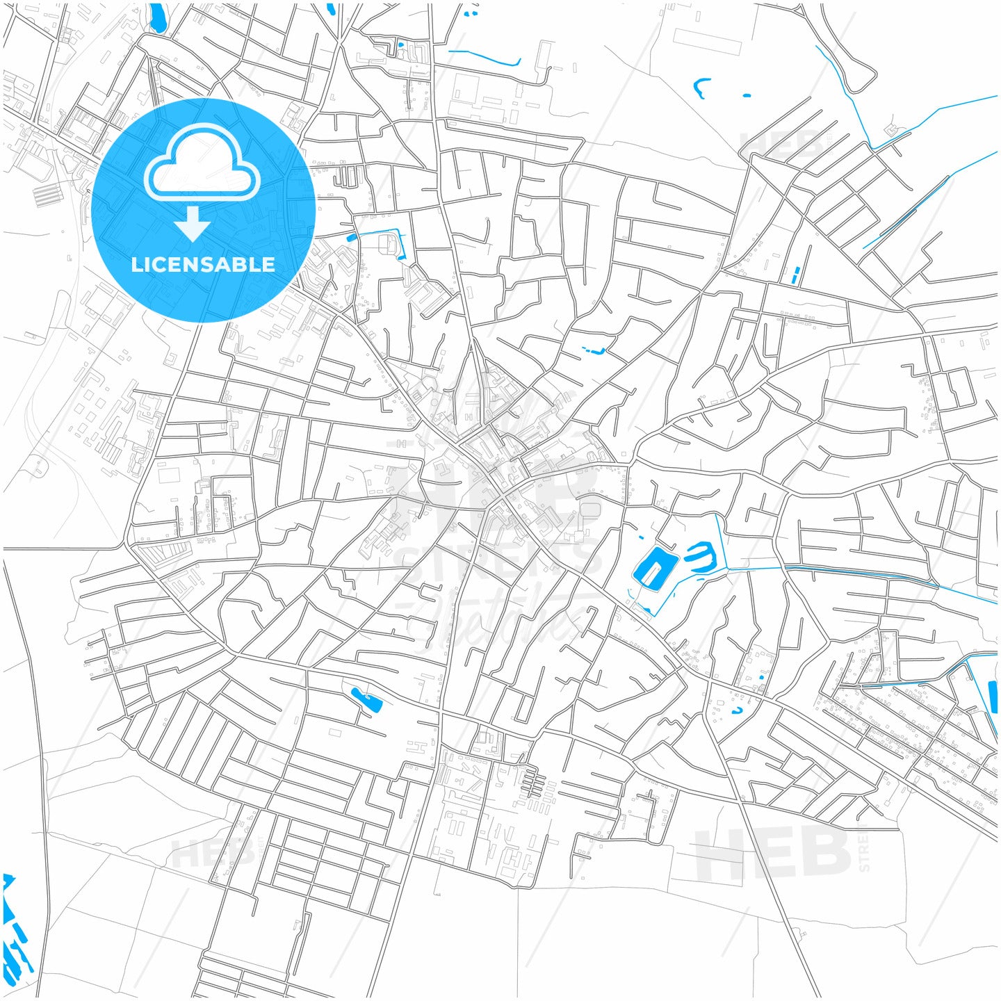 Boryspil, Kiev Oblast, Ukraine, city map with high quality roads.