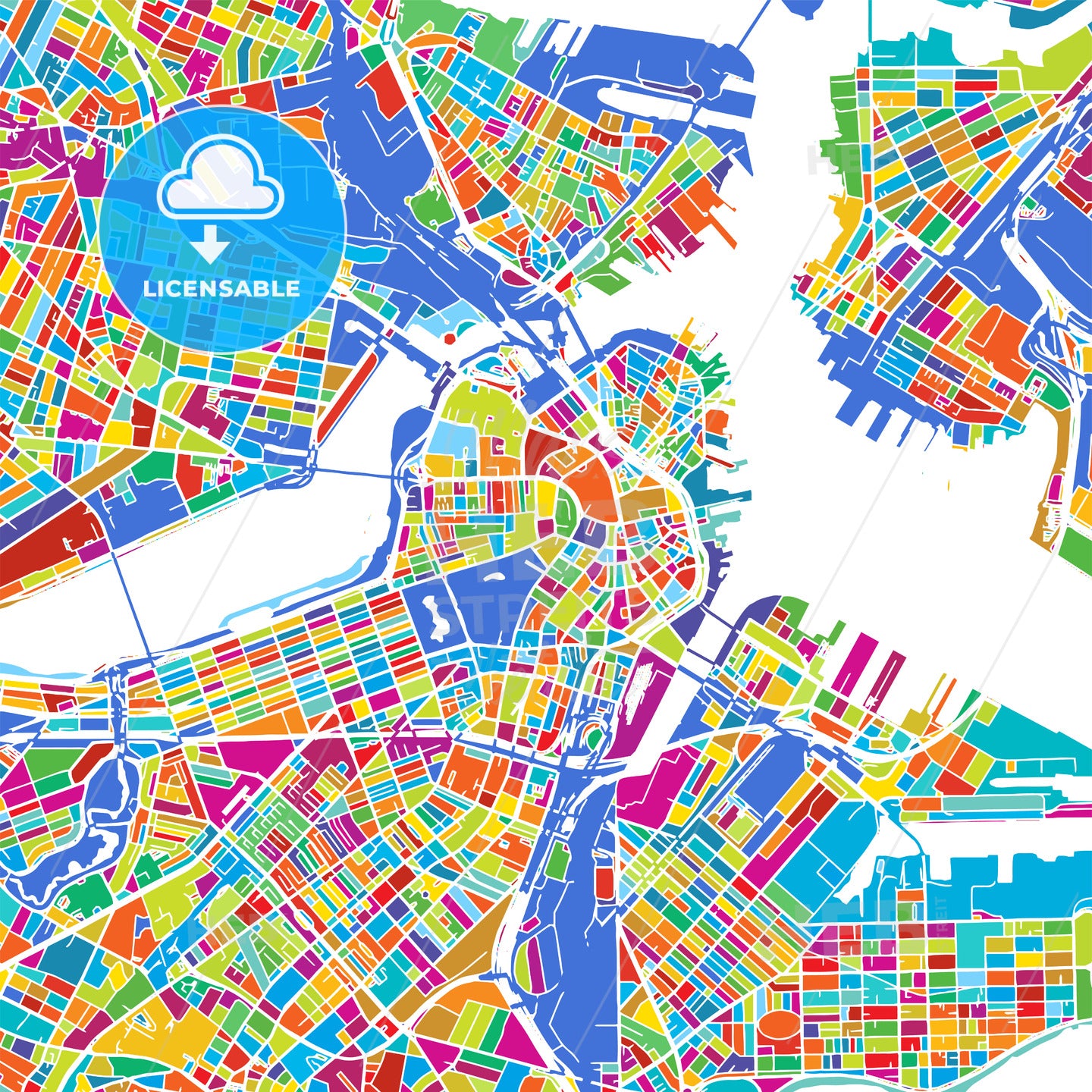 Boston Colorful Vector Map