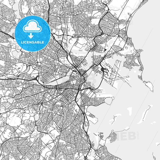 Boston, Massachusetts - Area Map - Light