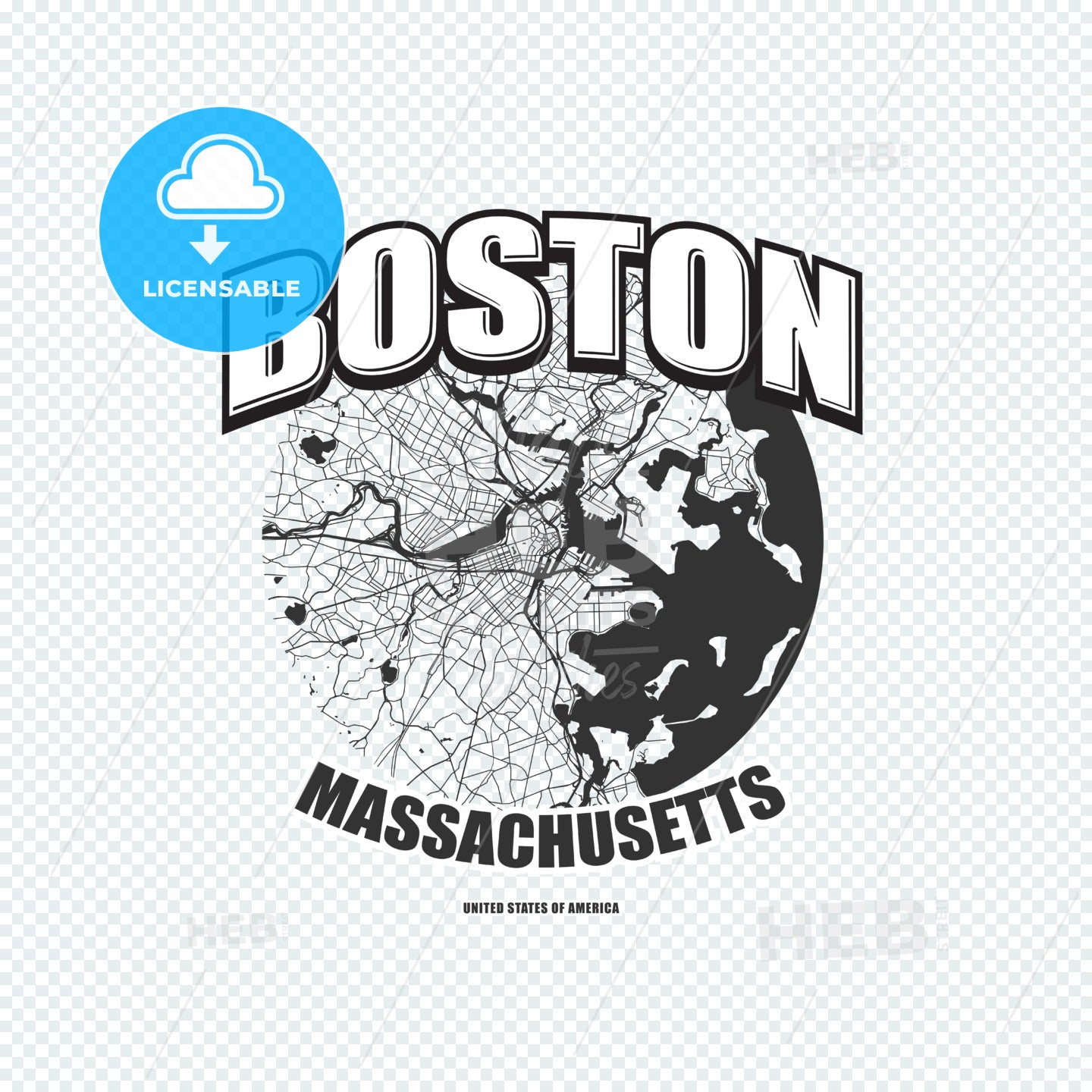 Boston, Massachusetts, logo artwork – instant download