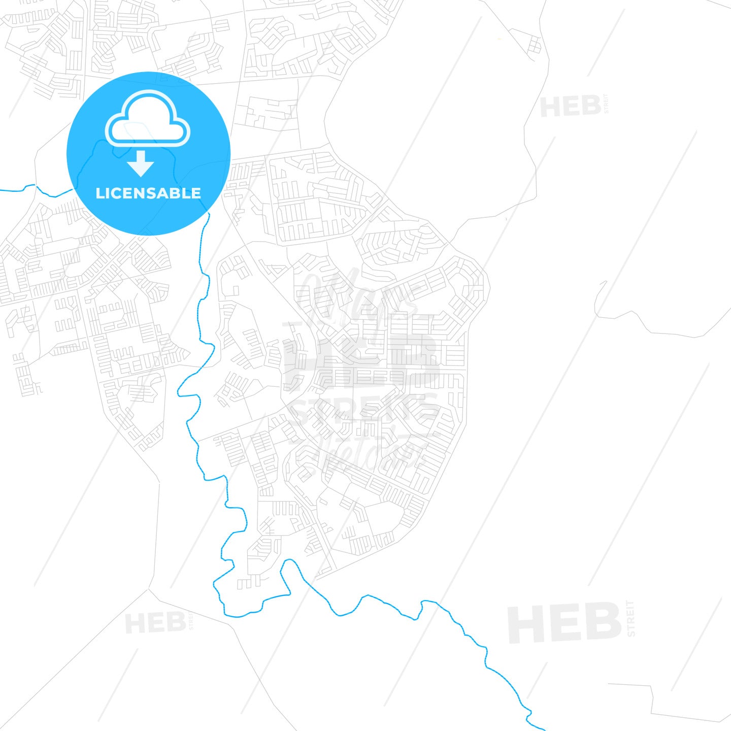Botshabelo, South Africa PDF vector map with water in focus