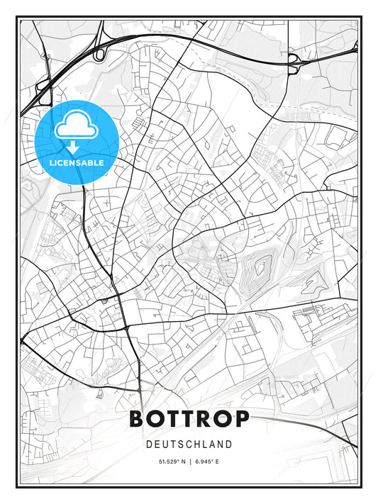Bottrop, Germany, Modern Print Template in Various Formats - HEBSTREITS Sketches