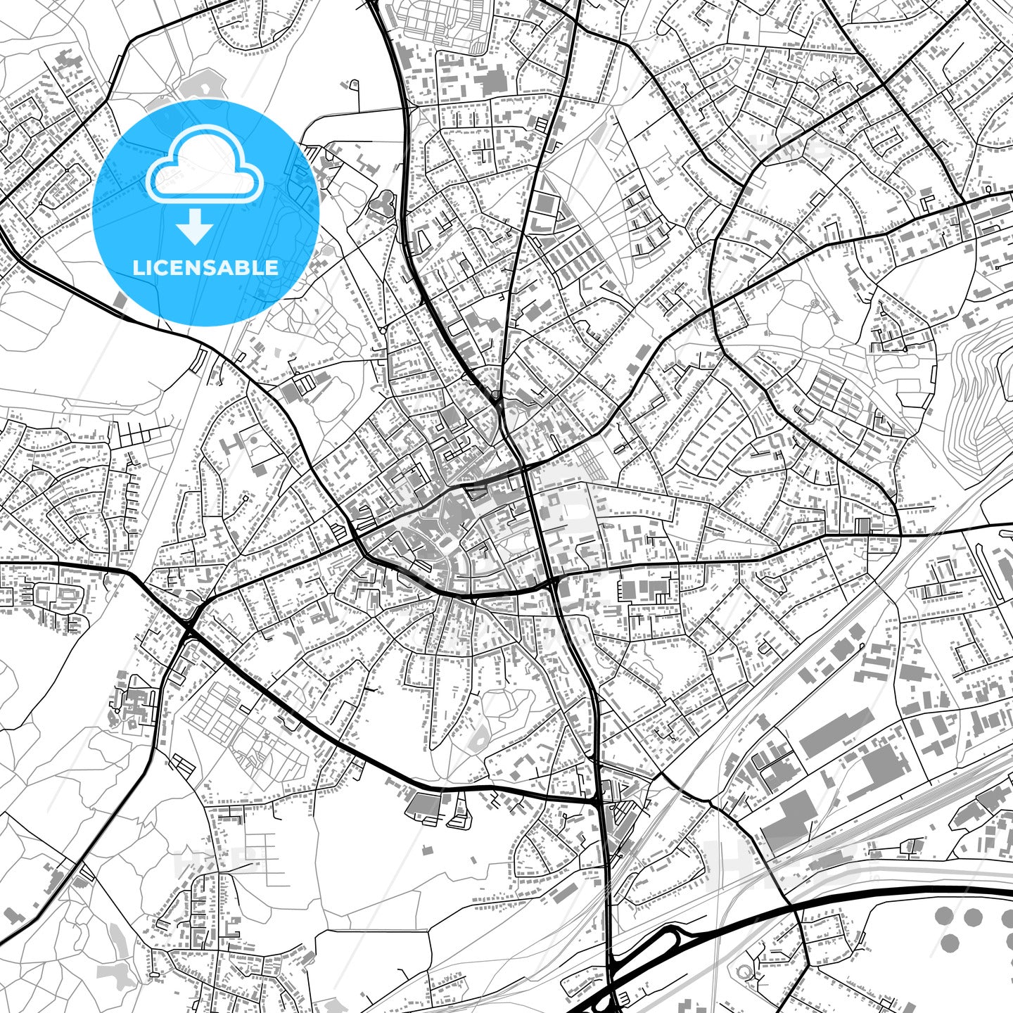 Bottrop, Germany, vector map with buildings