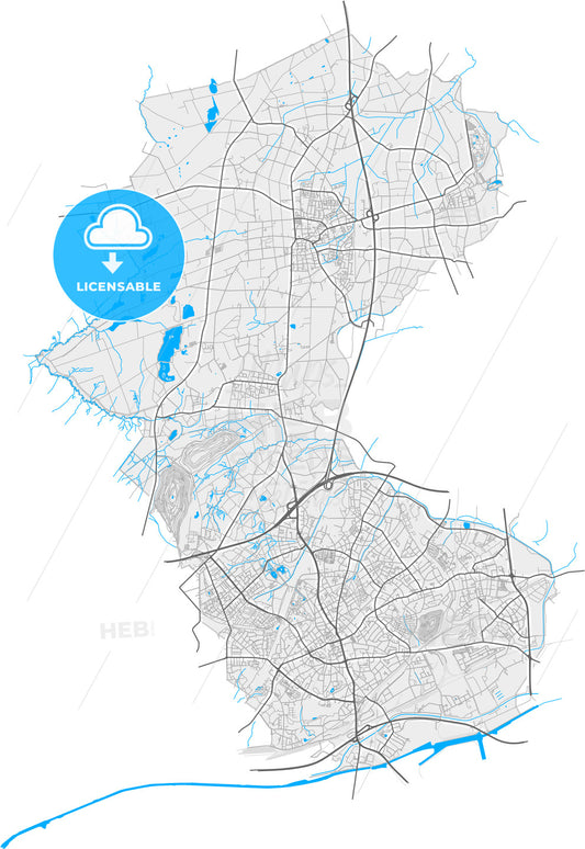 Bottrop, North Rhine-Westphalia, Germany, high quality vector map