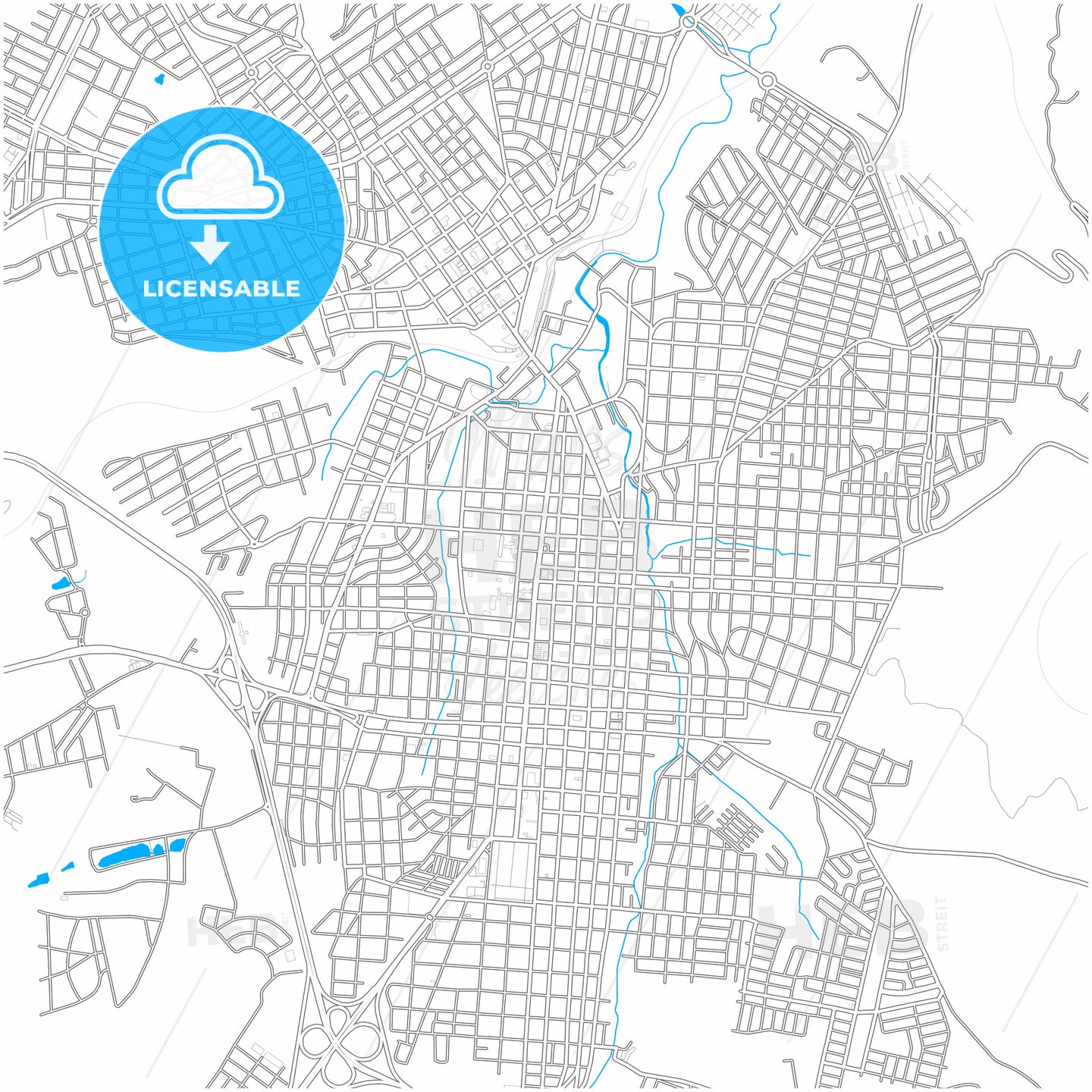 Botucatu, Brazil, city map with high quality roads.