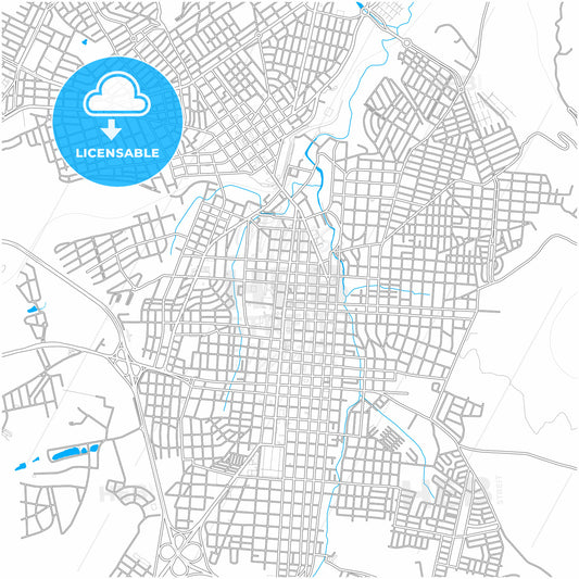 Botucatu, Brazil, city map with high quality roads.