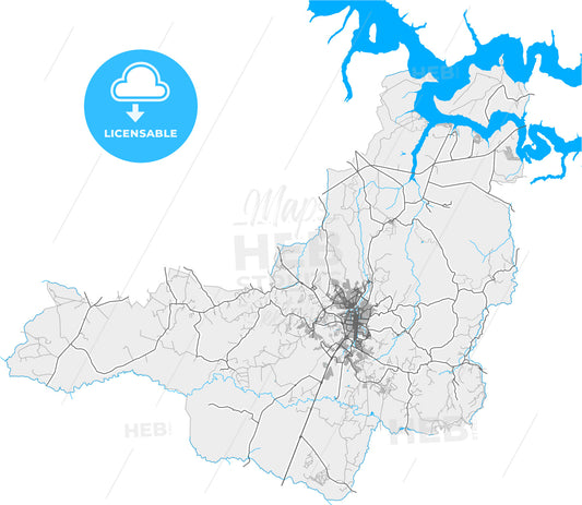 Botucatu, Brazil, high quality vector map