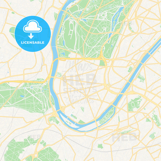 Boulogne-Billancourt, France Vector Map - Classic Colors