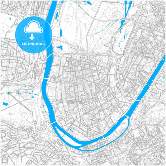 Boulogne-Billancourt, Hauts-de-Seine, France, city map with high quality roads.