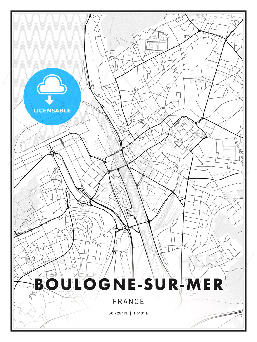 Boulogne-sur-Mer, France, Modern Print Template in Various Formats - HEBSTREITS Sketches