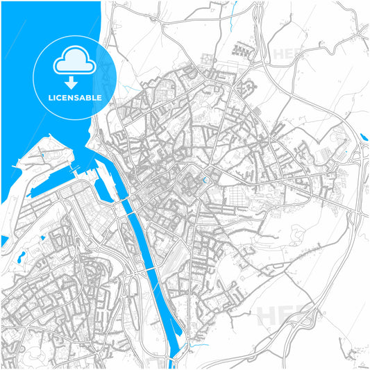 Boulogne-sur-Mer, Pas-de-Calais, France, city map with high quality roads.