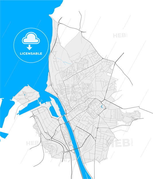 Boulogne-sur-Mer, Pas-de-Calais, France, high quality vector map