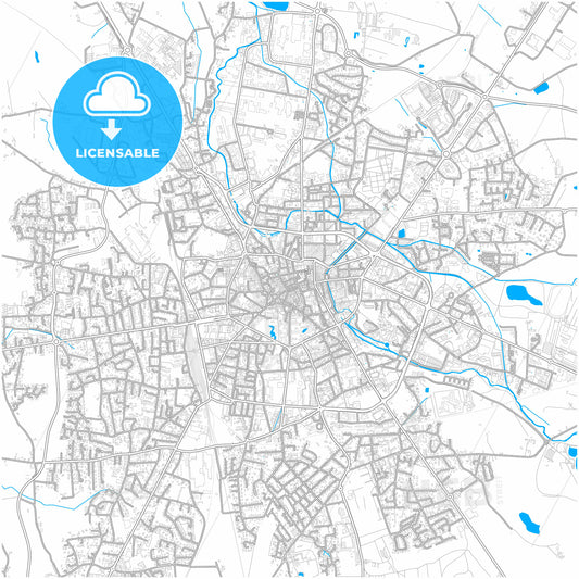 Bourg-en-Bresse, Ain, France, city map with high quality roads.