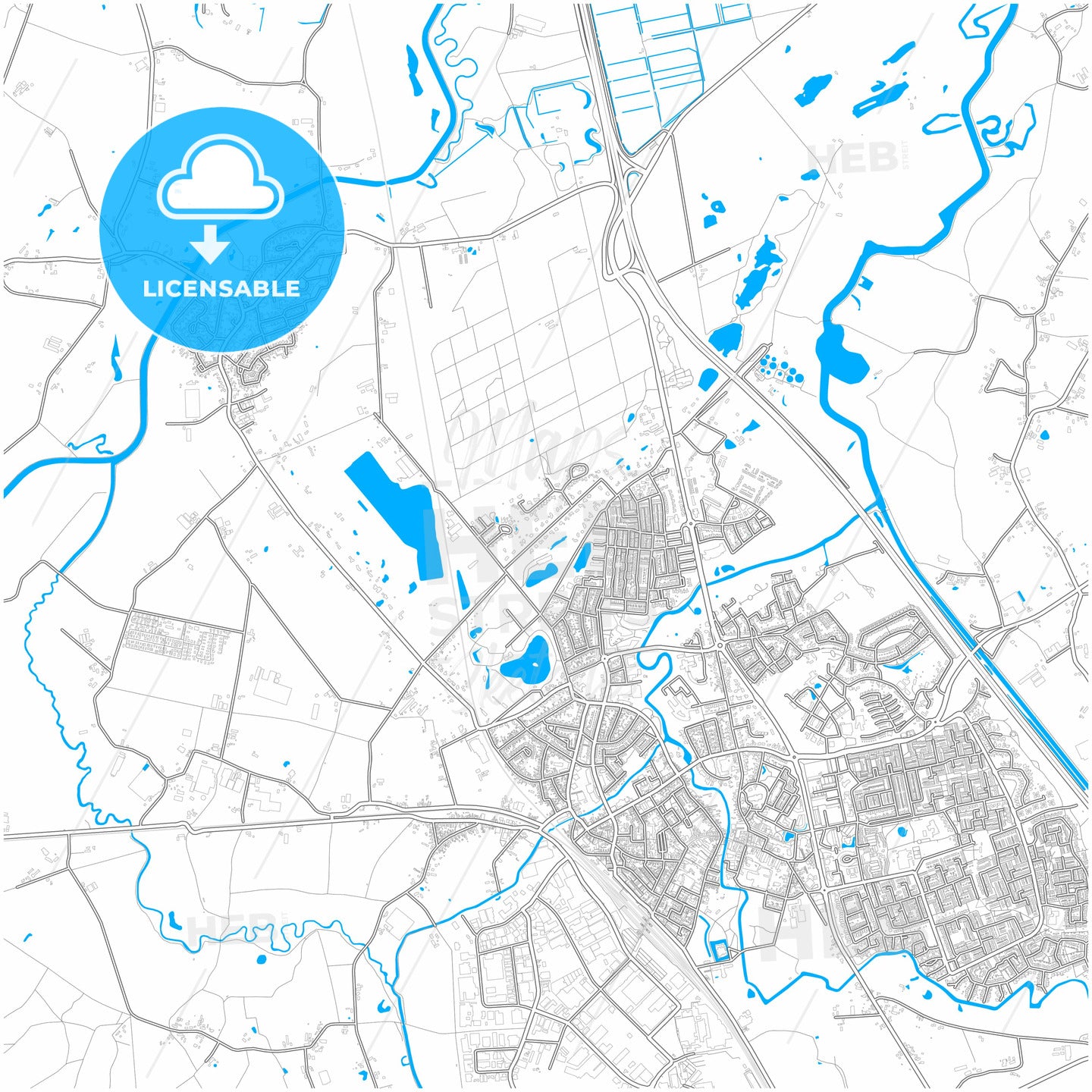 Boxtel, North Brabant, Netherlands, city map with high quality roads.