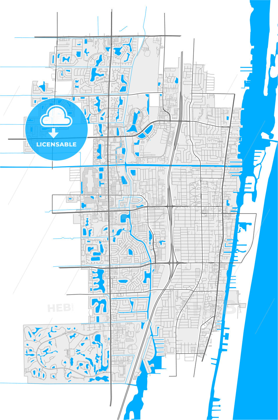 Boynton Beach, Florida, United States, high quality vector map