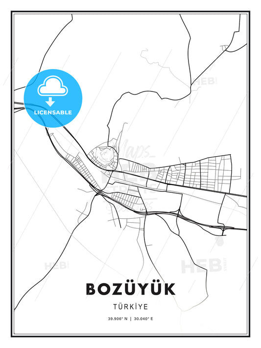 Bozüyük, Turkey, Modern Print Template in Various Formats - HEBSTREITS Sketches