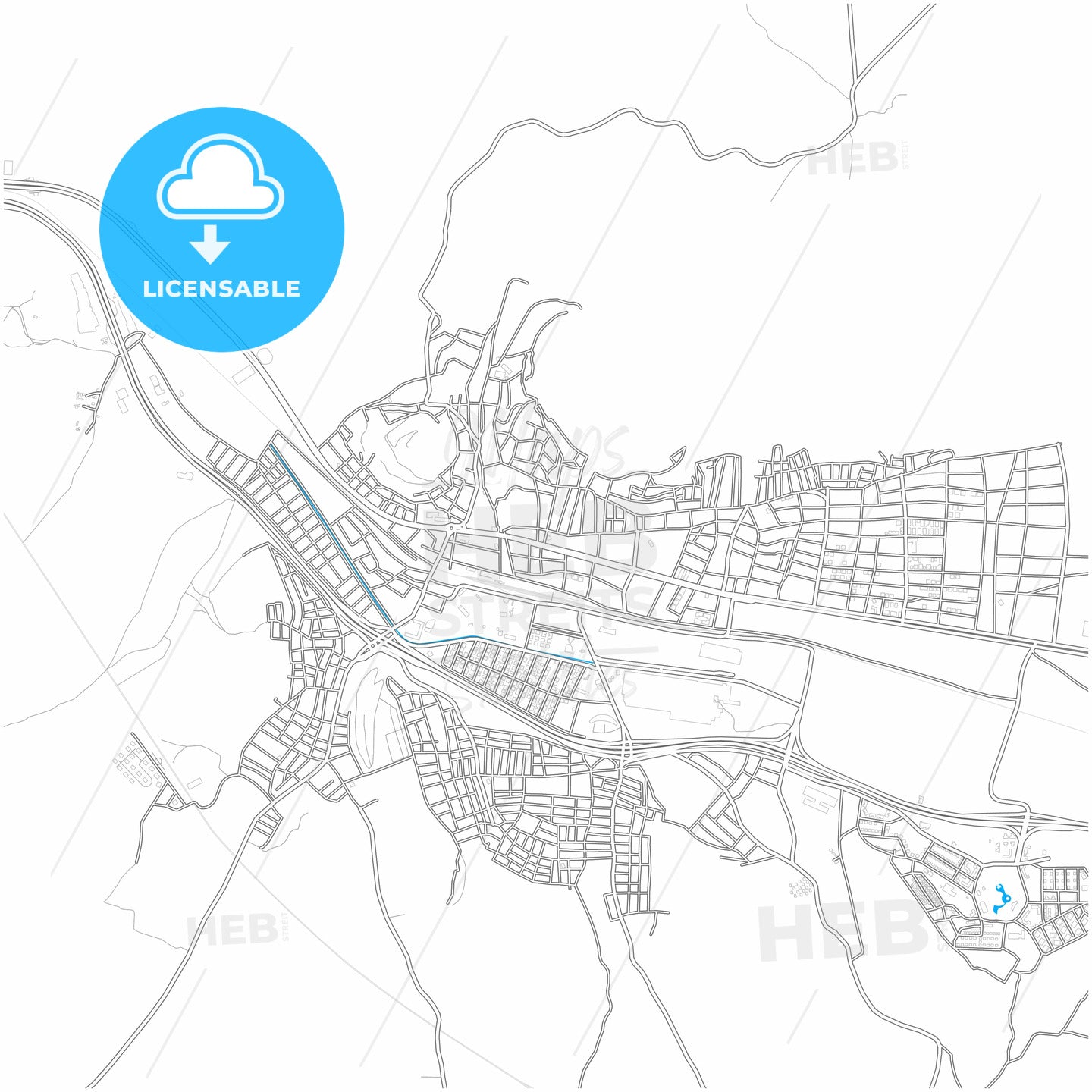 Bozüyük, Bilecik, Turkey, city map with high quality roads.