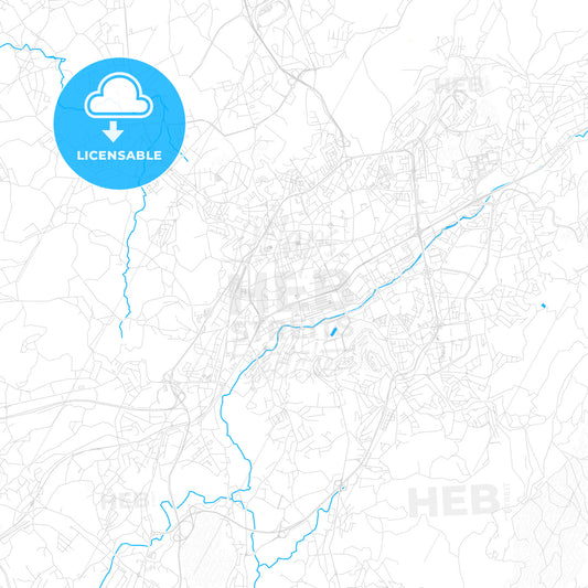Braga, Portugal PDF vector map with water in focus