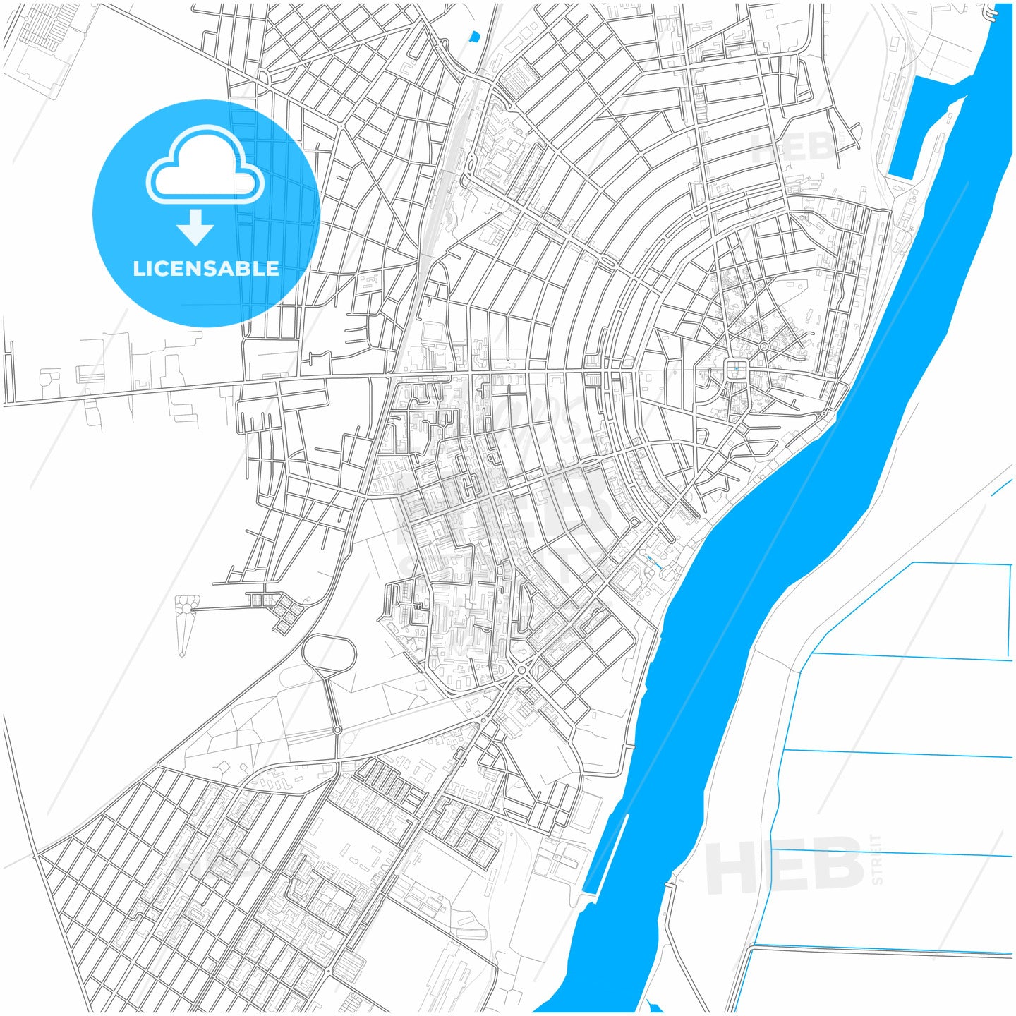 Brăila, Brăila, Romania, city map with high quality roads.