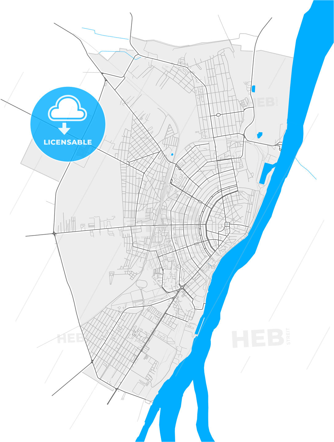 Brăila, Brăila, Romania, high quality vector map