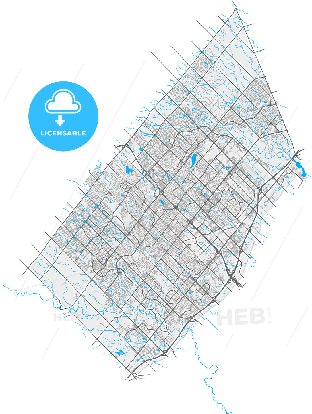 Brampton, Ontario, Canada, high quality vector map