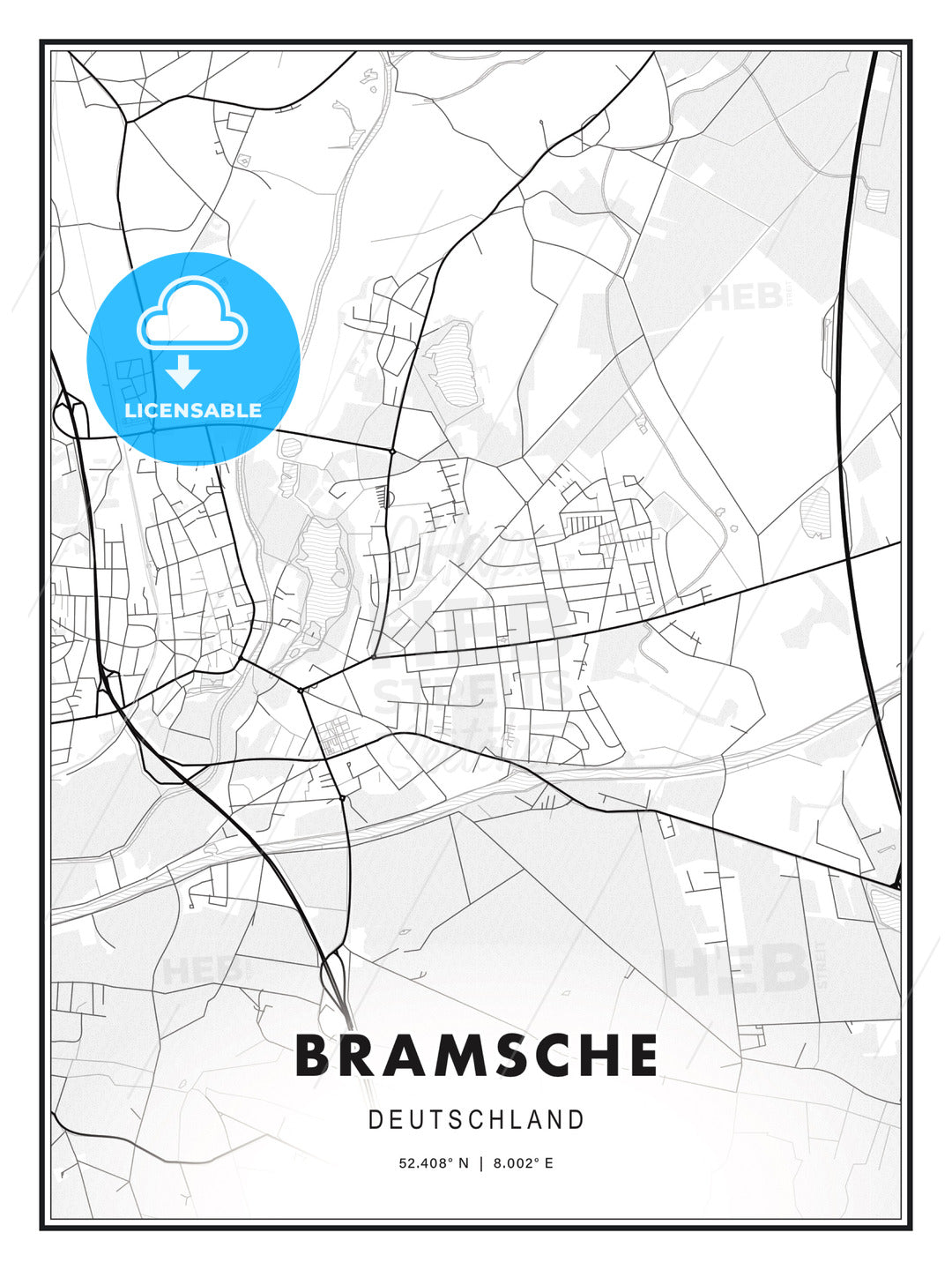 Bramsche, Germany, Modern Print Template in Various Formats - HEBSTREITS Sketches