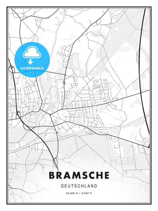 Bramsche, Germany, Modern Print Template in Various Formats - HEBSTREITS Sketches