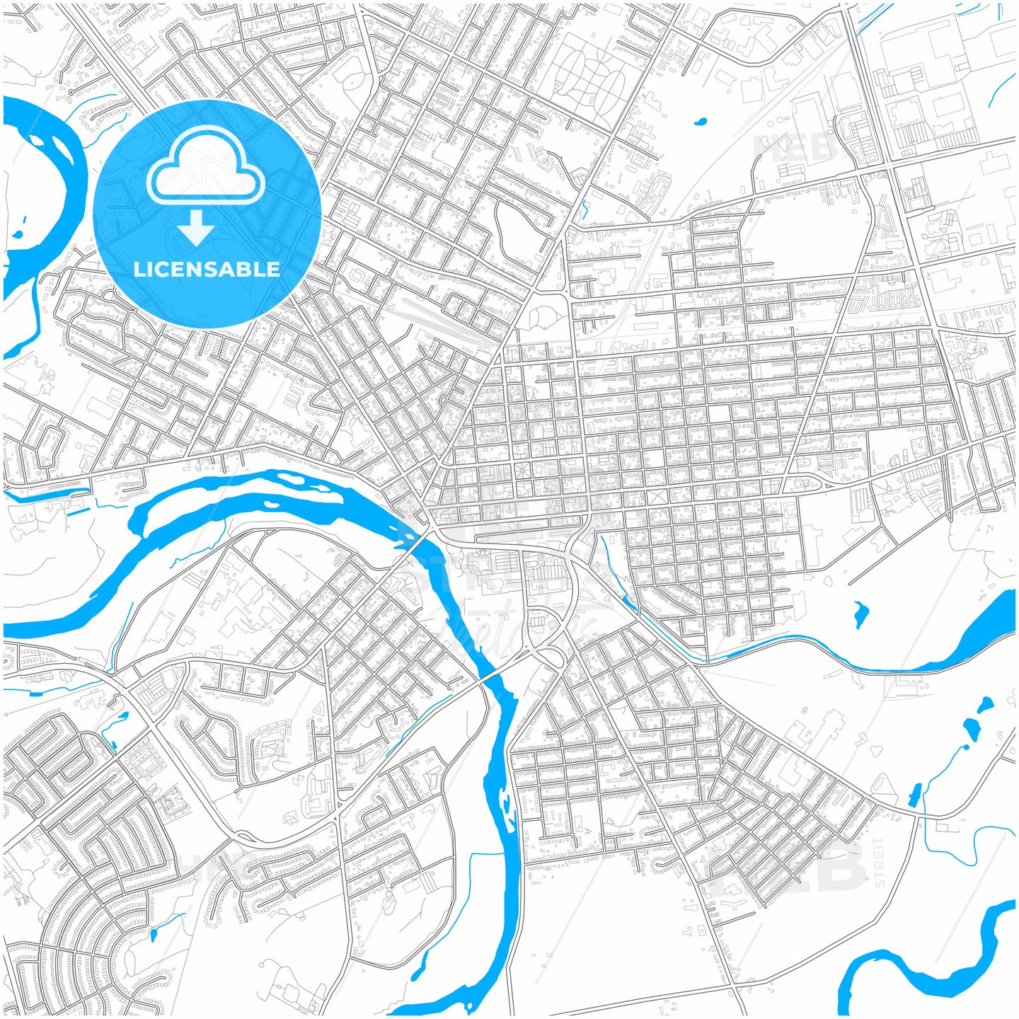 Brantford, Ontario, Canada, city map with high quality roads.