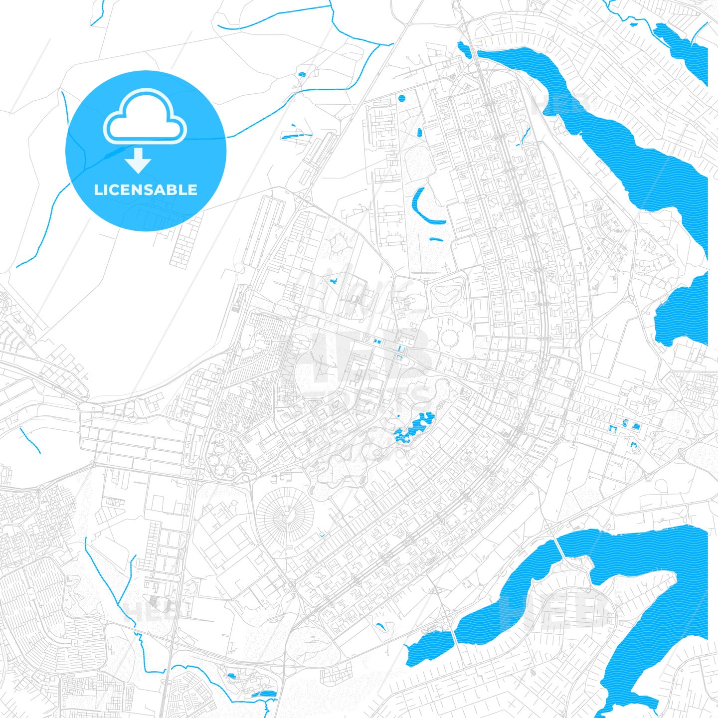 Brasilia, Brazil PDF vector map with water in focus