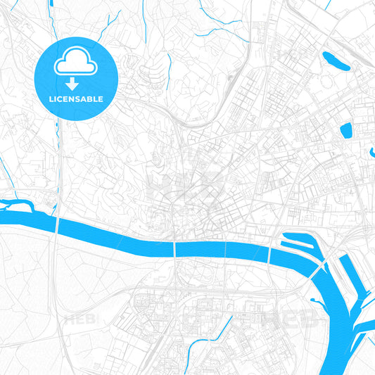 Bratislava, Slovakia PDF vector map with water in focus