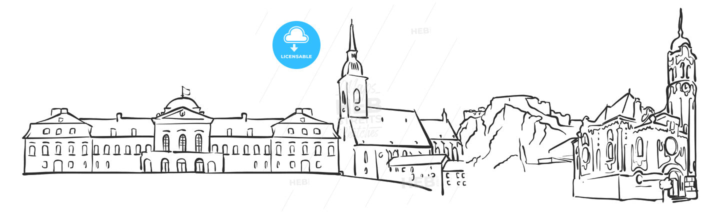 Bratislava, Slovakia, Panorama Sketch – instant download
